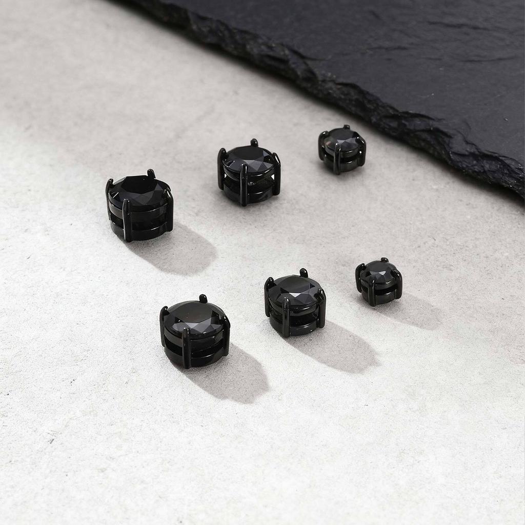 Vnox 5/7/8mm Wide Magnetic Ear Clip No Piercing, Stainless Steel Black White Zircon Hip Hop Ear Clip for Men Women, Jewelry Gift
