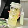 Water Bottle Lily of the Valley Water Cup 1011 New Girls High Value Straw Cup Accompanying Cup Plastic Cup High Sense Light Luxury Water Cup