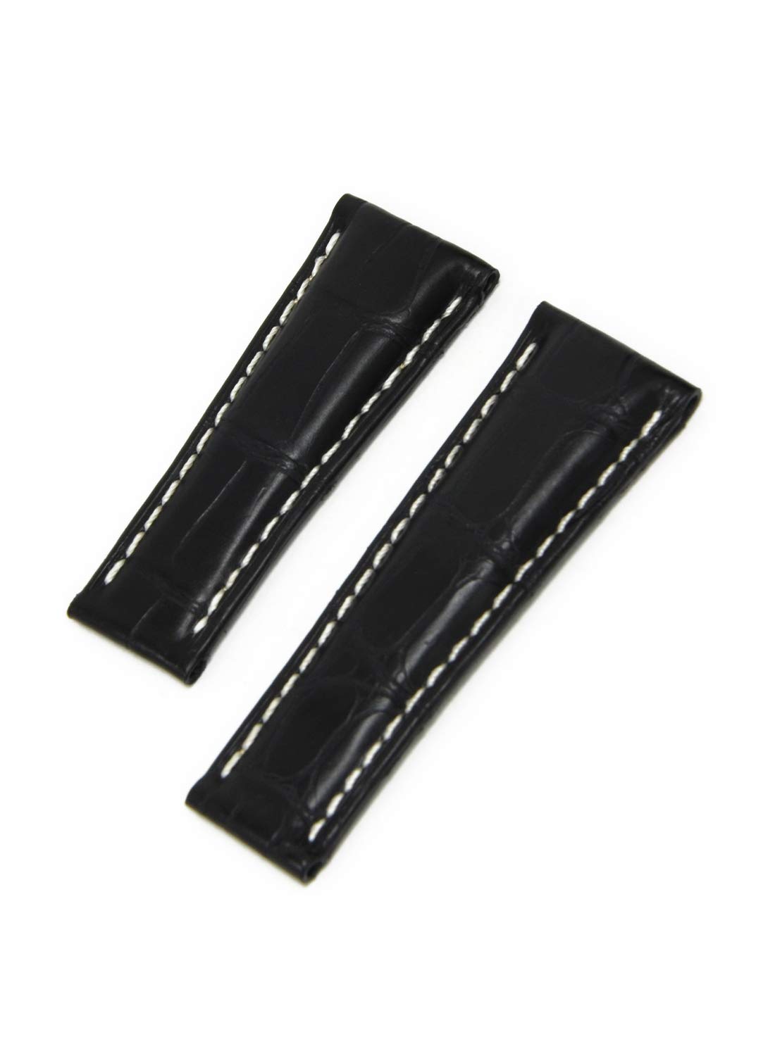 

CASSIS Alligator Leather Strap for Rolex Daytona, Waterproof Backing, Type RLX, Size S, 20mm, Black with White Stitching, Replacement Tool Included,
