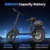 AOVOPRO ESBSXLX Dual Suspension 500W 14 Inch Commuter Electric Scooter 10.4Ah with Seat & Carry Box for Adult-Up To 27 Miles