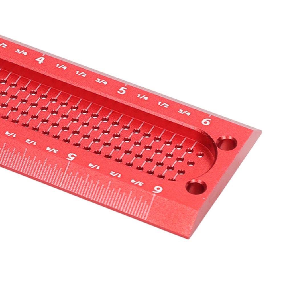 Stainless steel Hole Marking T Ruler Red Black Precise Hole Woodworking Scriber 6 inches T Square Carpenter Square Woodworking