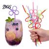 Ultra-long Curved Straws 10PCS PET Straws, Reusable Creative Shapes Fun Plastic for Kids Adults Party Games Smoothies Juice Drinks Drinking