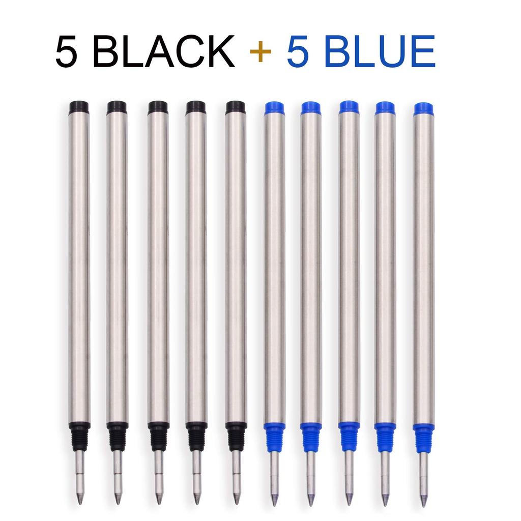 Rollerball Refills Ink 5 Blue 5 Black M Compatible Set of 10 x 6MM Water-Based + (Medium) – -113MM