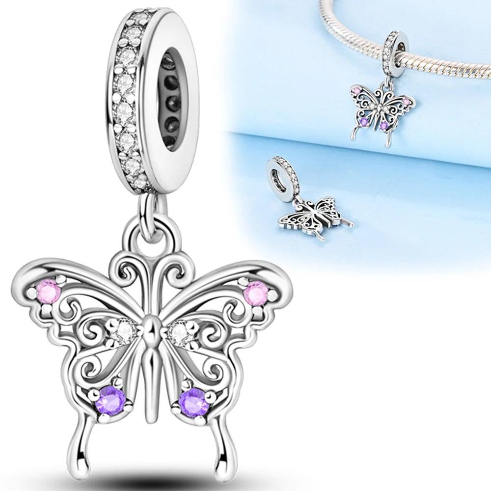Copper Spring Butterfly Series Blue Dream Butterfly Fit Original Bracelet Women'S Charms For Jewelry Making