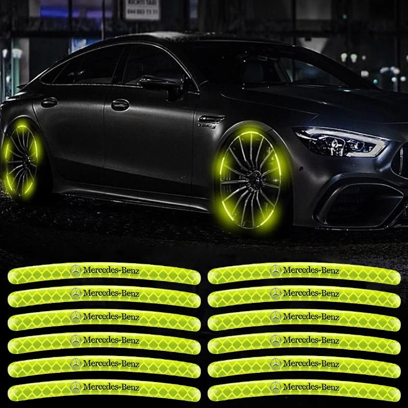 20 stk Lysende Bilfelg Dekaler Høyreflekterende Stripebånd For Mercedes Benz B/C/E/S Klasse A Klasse C200L GLC GLK CLA