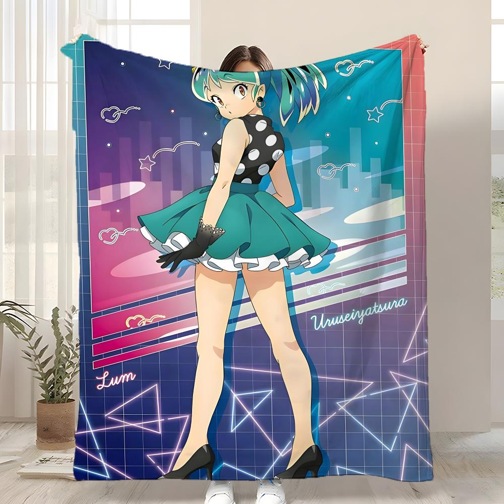 Anime Game Urusei Yatsura Throw Kid-Friendly Flannel Throw Blanket Soft Warm Anti-Static Washable All Season