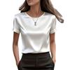 Top de satin pentru femei, nou, cu mânecă scurtă, gât rotund, bluză casual largă