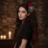 3D Skeleton Skeleton Hand Mesh Veil Long Tulle Skull Hairwear Gothic Headband  Stage Performance
