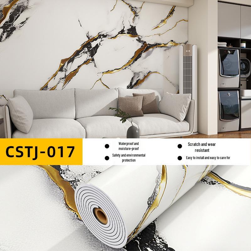 Self-Adhesive Waterproof Imitation Marble Tile Wall Sticker for Bathroom, Living Room, Kitchen, and TV Background.