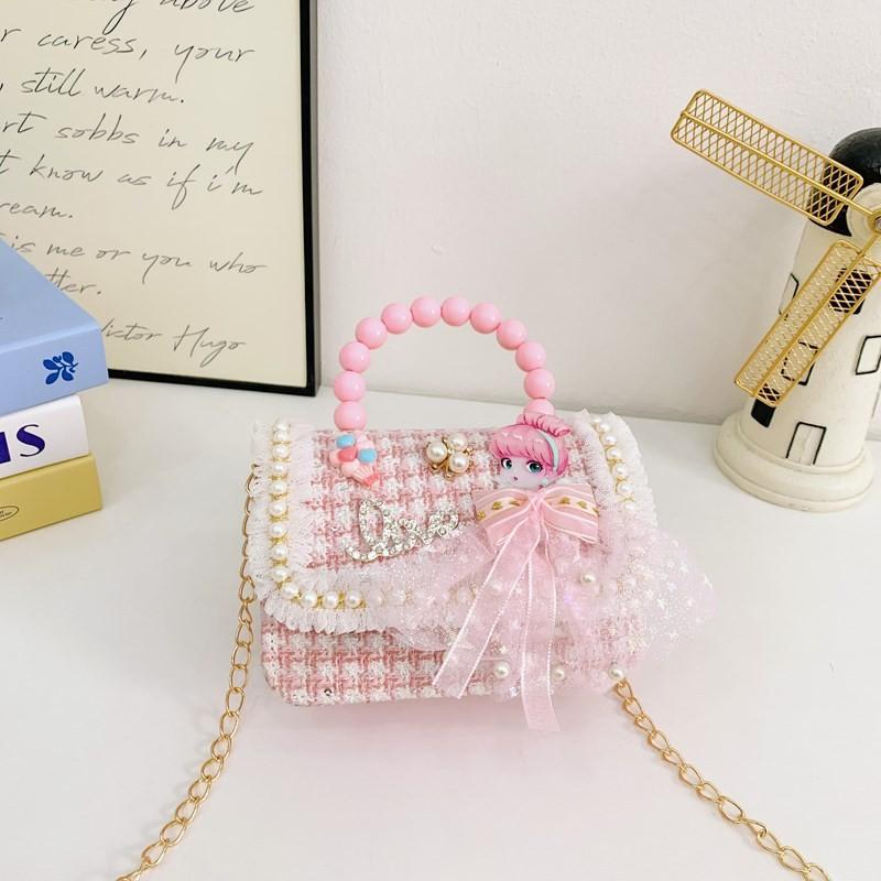 Lightweight Pearl Charming Shoulder Bag For Girls Featuring Cute Princess Design