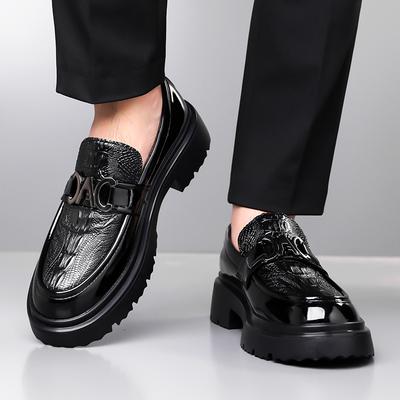 Fashion Autumn New Fashionable Thick Soled Crocodile Leather Formal Business Leather Shoes High-quality Men Comfortable Fit Oxford Shoes