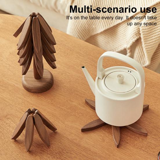 1/3/4/5 ks Ořechové dřevěné podložky se stojanem Žáruvzdorné podložky na hrnce Pánve Design tvaru vánočního stromku Podložky podložky do kuchyně Dekorace stolu Dárek