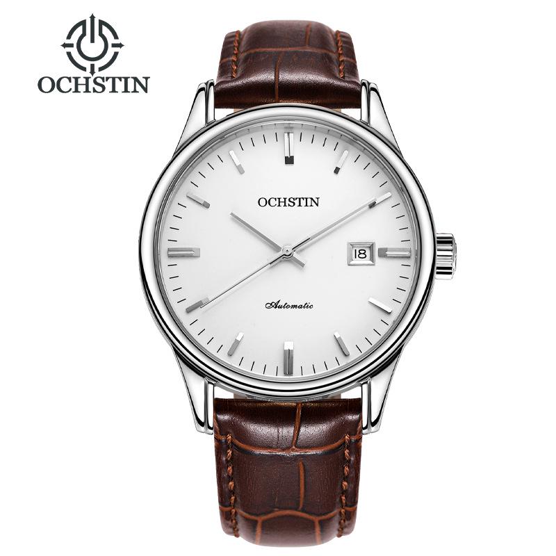 Men`s Luminous Leather Strap Automatic Mechanical