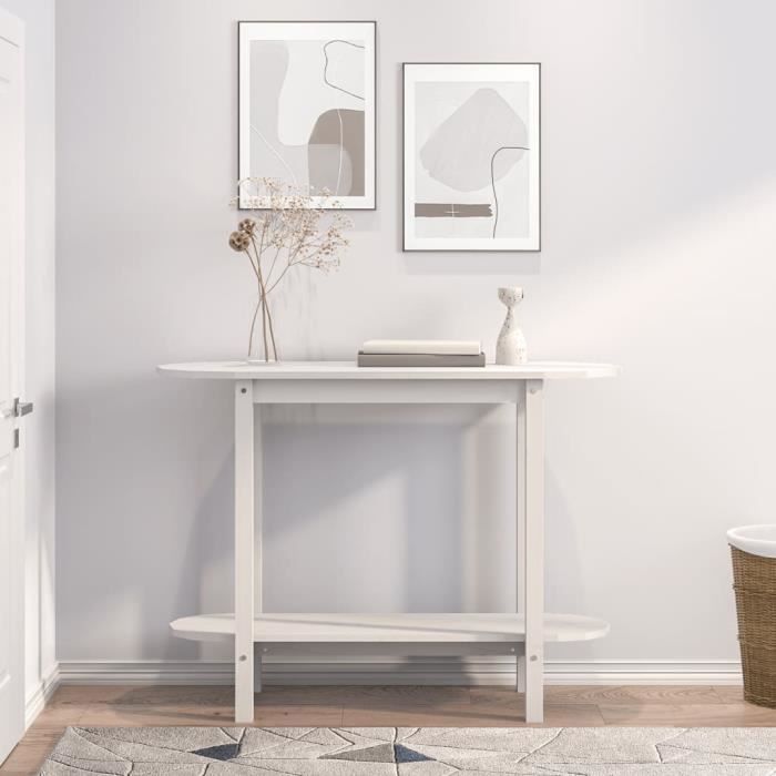 VidaXL Table console Blanc 110x40x80 cm Bois massif de pin 822298