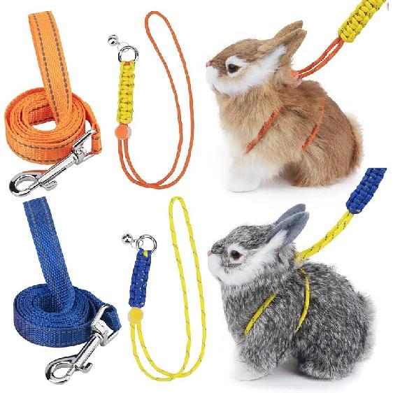 2pcs Figure 8 Harness and Leash with Reflective Strap and Bell for Ferrets, Rabbits, Bearded Dragon, Guinea Pig, Chinchilla and Hamster Small Animal
