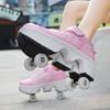 Runaway Shoes, Children's Pulley Deformation Four-wheel Skating, Roller Skating with Wheels Can Accept Men's and Women's Roller Skating