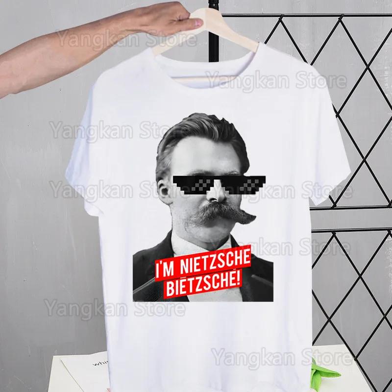 Gott ist tot Friedrich Nietzsche Nihilist T-Shirts Tees Shirt Tops Design Kurzärmlig Harajuku Mann Ästhetisch Anime T-Shirt
