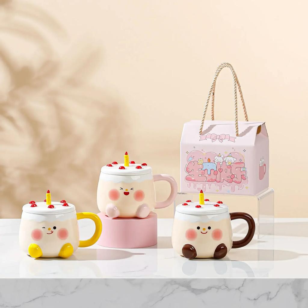 Prezent Urodzinowy Kubek Ceramiczny Wysokiej Wartości Pudełko Prezentowe Kubek Domowy z Pokrywką Słodki Kubek na Ciasto Prezent dla Dziecka Kubki Kubki do Kawy