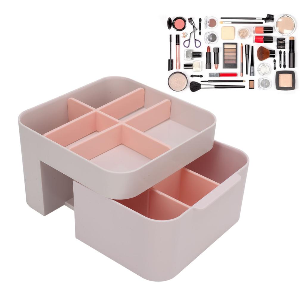 Cosmetic Storage Box Organizer with Drawer Lid Desktop Countertop Makeup Lipstick Brushes Case Holde