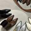 Fashion Women Pointed Ankle Boots Mid Heels Pointed Leather Sexy Chelsea Boots Trend Design Winter New Pumps Designer Short Botas Mujer