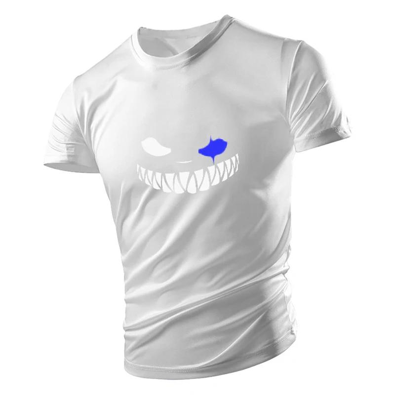 Summer Fashion Men's T-Shirts Quick-Drying Tees Shirt Smiling Face Printed Clothing For Men Boy Breathable Comfort Sport Running