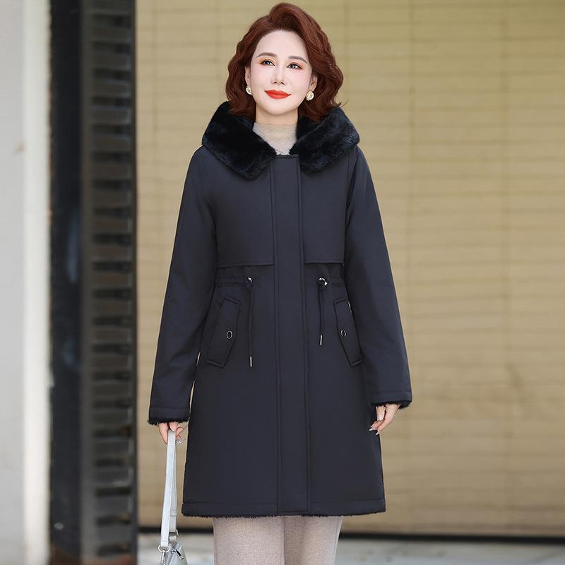 Mom's 2025 Mid-Length Reversible Winter Coat with Plus Velvet for Middle-Aged and Elderly Women