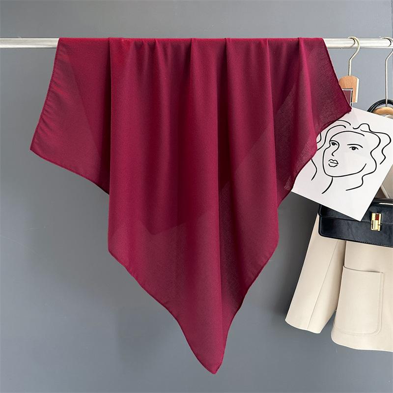 Cotton Bandana Women Hijab Scarfs Solid Colors Fashion Shalws Wraps Neck Scarves Female Kerchief 90cm Square Head Scarf Ladies