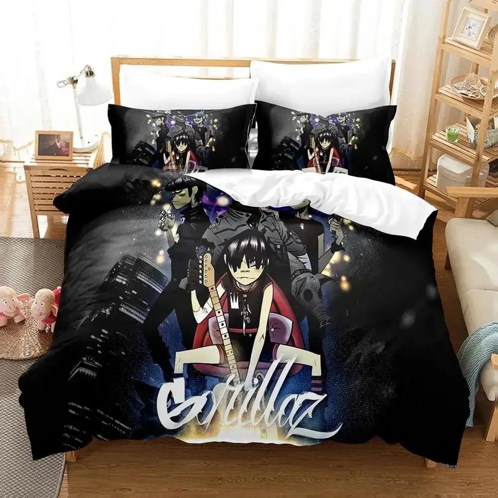 3D Print Music Gorillaz Bedding Set Duvet Cover Bed Set Quilt Cover Pillowcase Comforter King Queen Size Boys Adult Bedding Set
