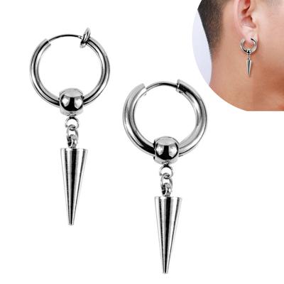 Ohrringe aus Titanstahl, scharfer Kegel, trendloses Ohr, durchbohrt, Ohr und Ohrringe