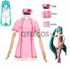 Anime Vocaloid Cosplay Růžové zdravotnické šaty Dámská uniforma s kloboukem Ponožky Halloweenské párty kostýmy