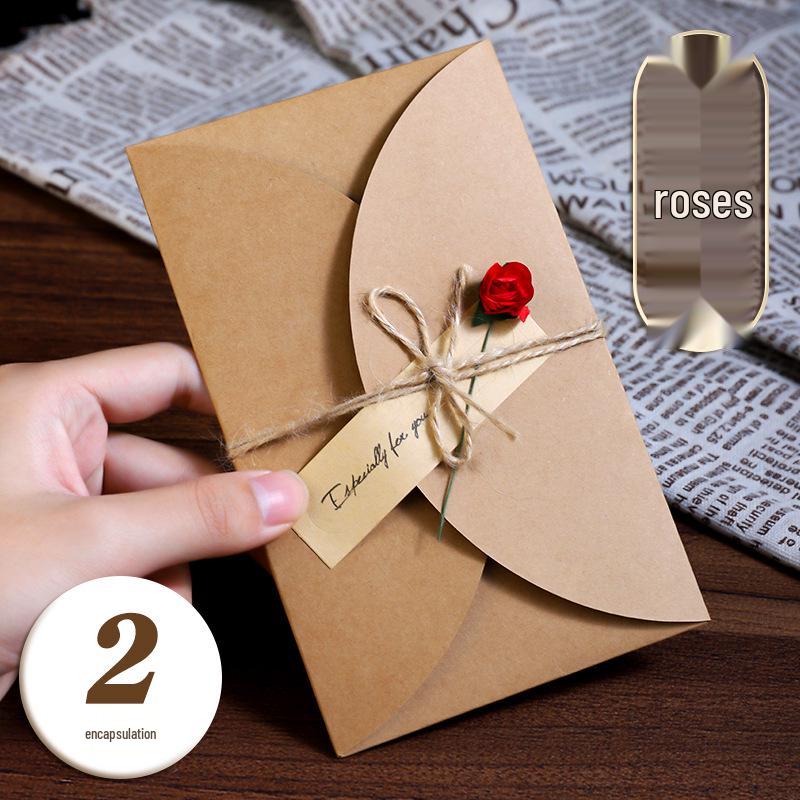 Handcrafted Retro Kraft Dried Flower Greeting Card for Birthdays & Father's Day