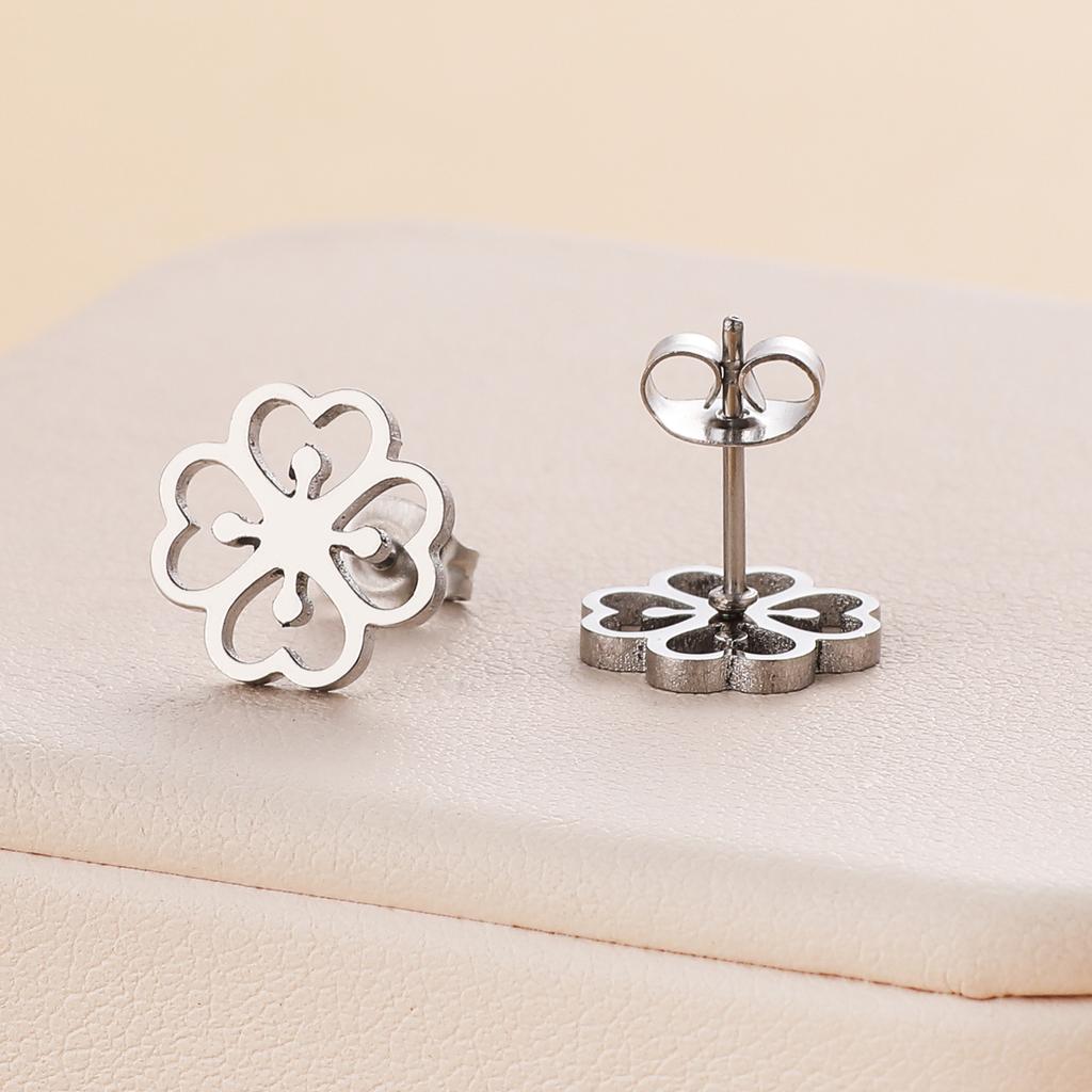 316L Stainless Steel Sakura Stud Earrings For Women Girls Gold Color Sweet Flower Fashion Ear Zircon Birthday Gifts Wholesale
