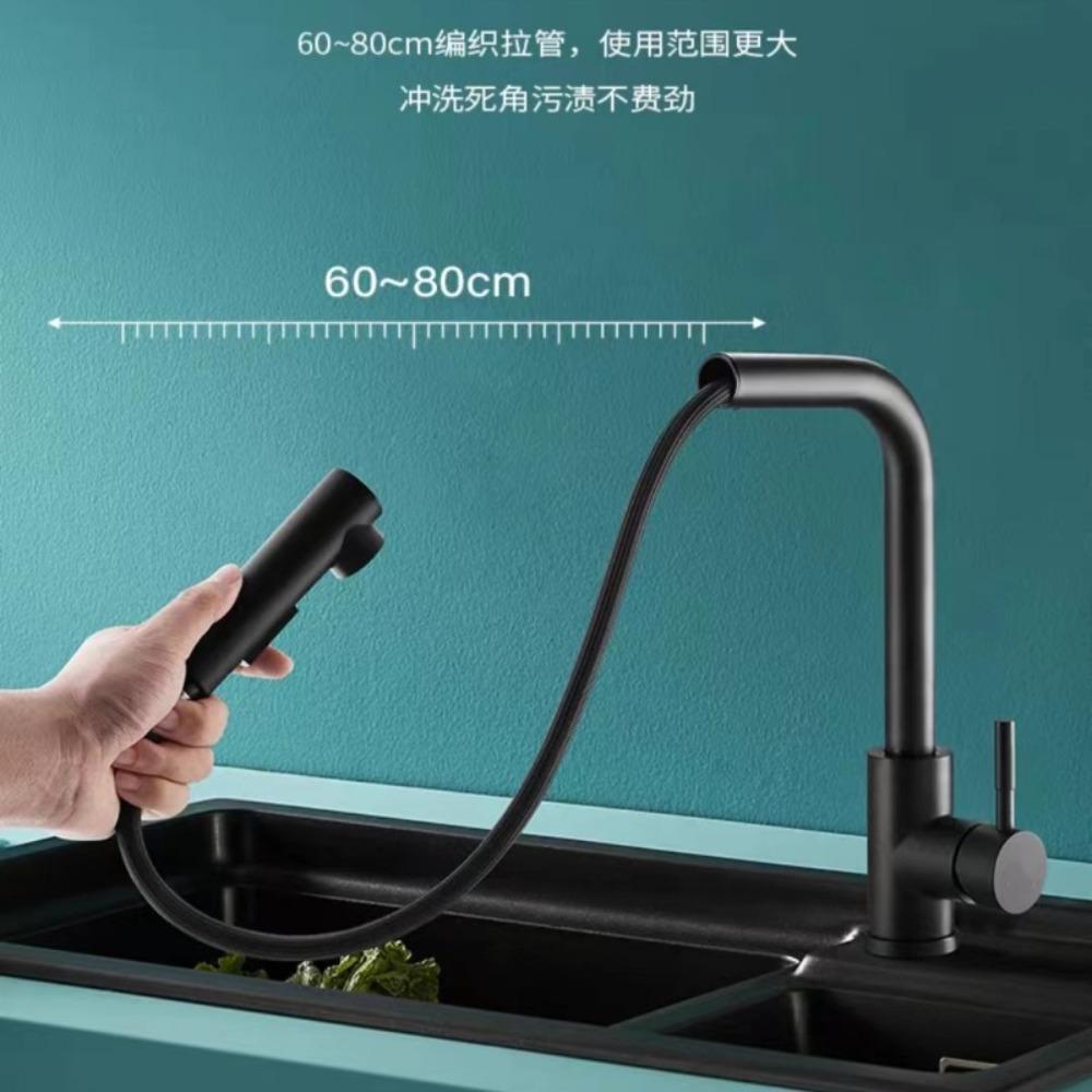304 Stainless Steel Pull-out Faucet Wire Drawing Process Hot and Cold Water Tank Vegetable Washing Basin Telescopic Faucet