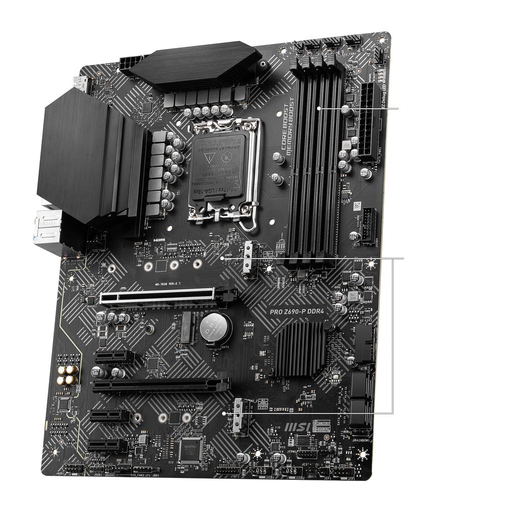 MSI PRO DDR4-Motherboard ATX mit Intel Z690, kompatibel mit CPU der 12. Generation MB5611, Schwarz Z690-P [ausgestatteter Chipsatz] (LGA1700)