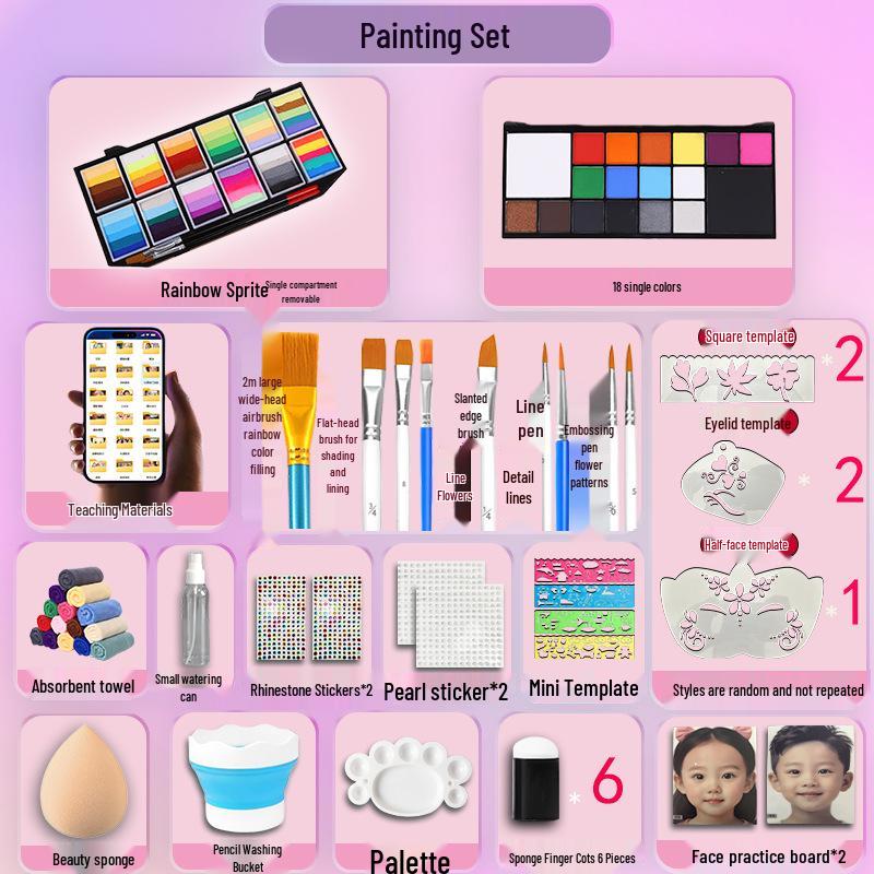 MengHui 12-Color Kids' Face Paint Set - Water-Soluble Body & Stage Makeup