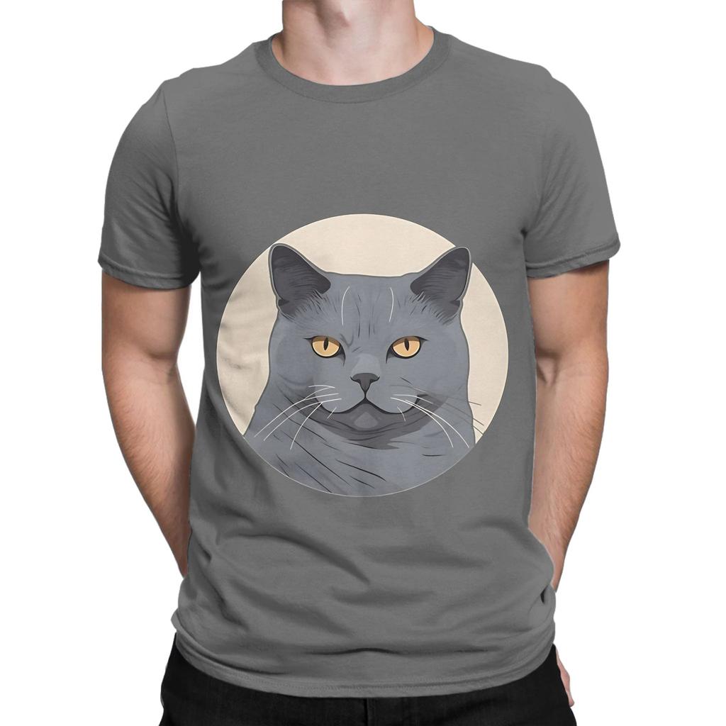 British Shorthair head Novelty Graphic 100 Cotton TShirt Shorthair Tees Tops For Unisex