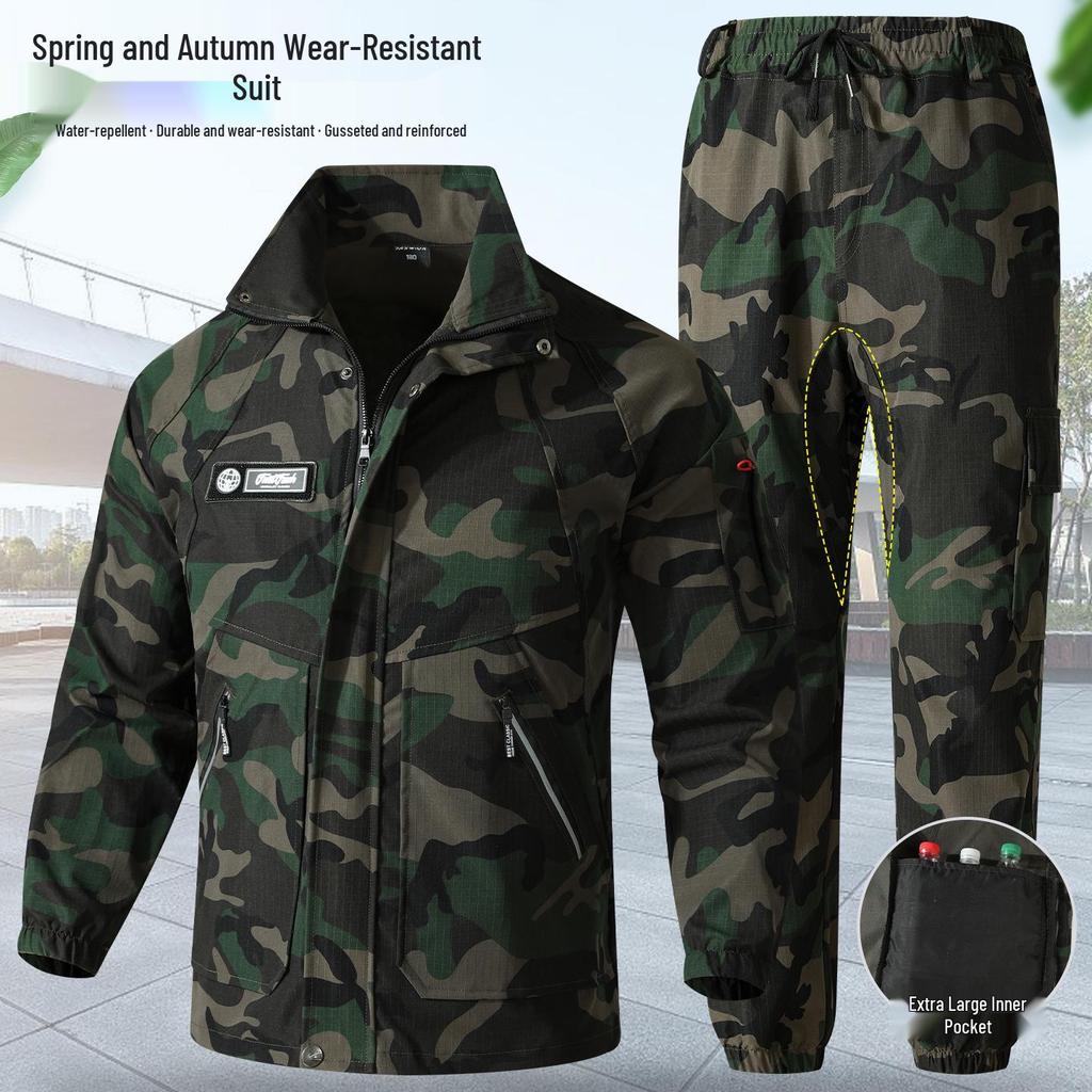 Set da lavoro mimetico da uomo: Resistente all'usura, Traspirante, Elastico Abbigliamento Primavera/Autunno