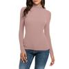 Women's Fashion Slim-Fit Stretch Base Layer Top Solid Colour Long-Sleeved Blouse