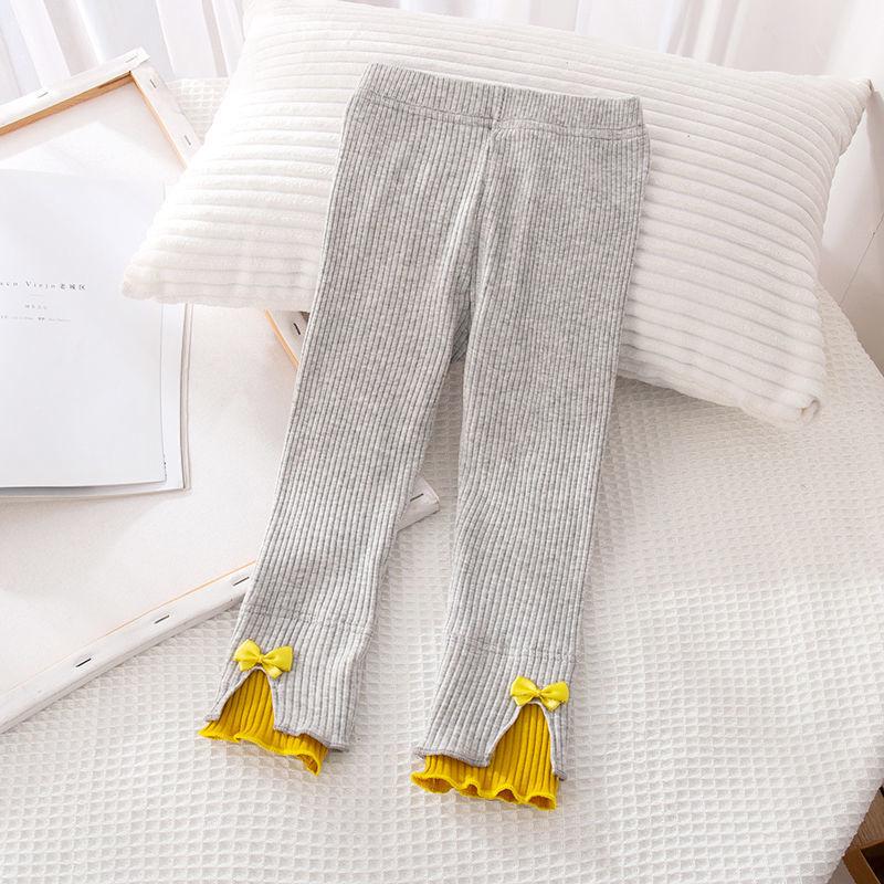 

Леггинсы для девочек, эластичные брюки, универсальные длинные брюки, женские милые весенние и осенние брюки контрастного цвета внутри и снаружи 80 серый