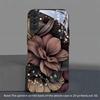 Brown and Black Flower Patterned Glass Phone Case Suitable for Samsung Galaxy S26 S25 S24 S23 S22 S21 S20FE Ultra Plus Anti Drop