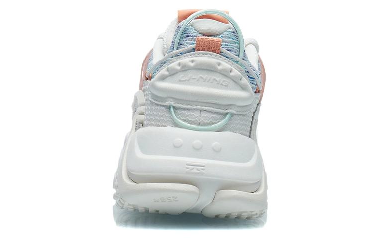 Women's Sneakers Li-Ning Li Ning Qianhangce Cushioning Slip Resistant Low top Casual Shoes Women's Mist White