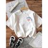 Palm Tree Folding Sun Pattern Summer Boy and Girl Casual Round Neck Short Sleeved T-shirt
