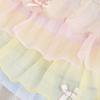 Summer Puppy Dress, Rainbow Tulle Tiered Skirt, Cute Doggie Sling Outfit, Fairy Pet Wear with Bows, Breathable Small Dog Apparel