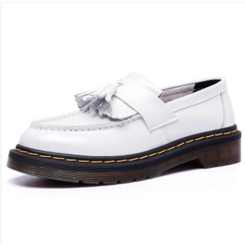 Women's genuine leather low-top small leather shoes fringed loafers student round head casual shoes