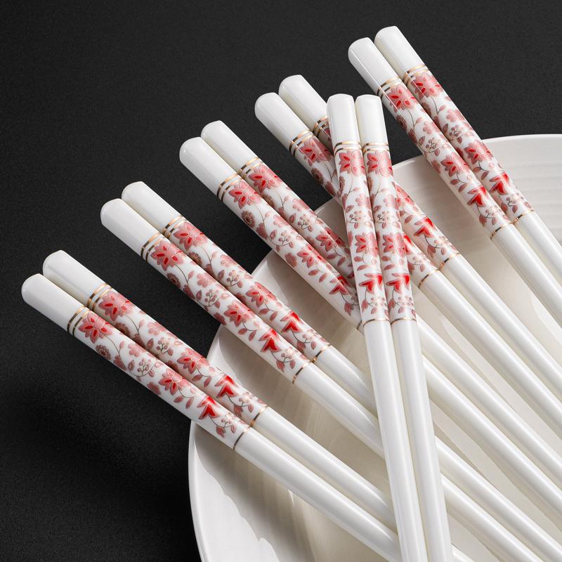Kreative Rosen-Keramik-Essstäbchen für den Heimgebrauch, Hochwertige antibakterielle und schimmelresistente Keramik-Essstäbchen, Chinesisches Geschirr