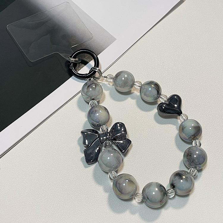 New Beaded Bow Car Keychain Mobile Phone Pendant Paint Ring Pearl Accessories Bag Decoration Key Chains for Women