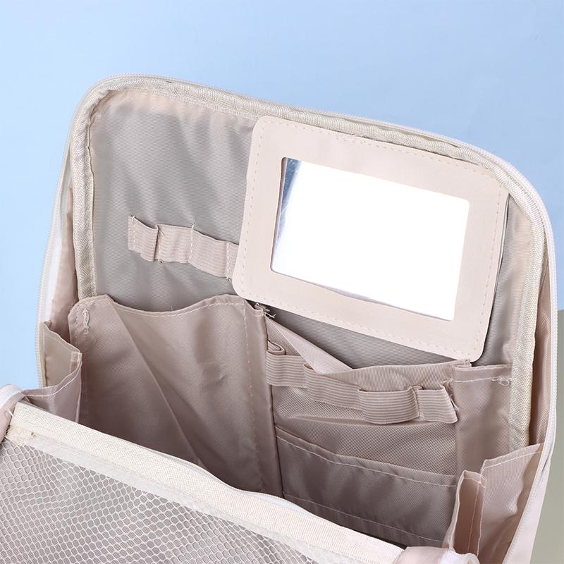 Tragbare Stehende Kosmetiktasche Große Kapazität Reisehandtasche Damen-Organizer Einfache Stifttasche Business-Stil Pu-Material