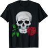 Red Rose Skull Head Moody Emo Artwork Rosa Gothic Art Design T-Shirt