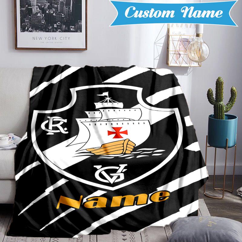 Custom Name Vasco Football Crest Emblem Blanket Lightweight Ideal Bedding Blanket Perfect for Travel, Camping, Living Rooms, Sofas, Christmas Gift