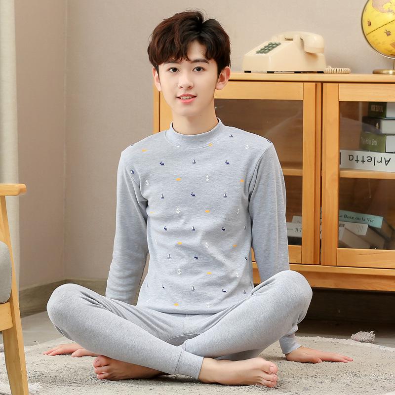 Children's Cotton Wool Thermal Long Johns Set for Boys & Teens - Medium to Large Sizes, Autumn